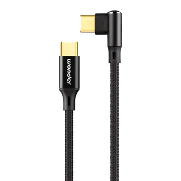 wonder 旺德電通 60W 快充彎頭鋁殼編織數據線 WA-W21UC  黑色  1條  1.5m