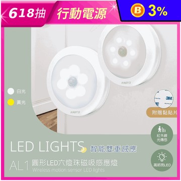 【RASTO】AL1圓形LED六燈珠磁吸感應燈