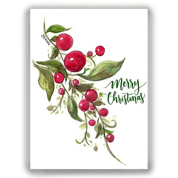 聖誕節手繪插畫萬用卡聖誕卡/明信片/卡片/插畫卡-耶誕果