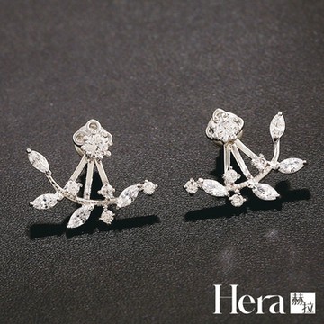 【HERA赫拉】 韓版水鑽樹枝耳掛式耳釘-2色