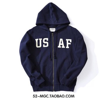 阿美咔嘰美式復古秋冬衛衣加厚保暖重磅490g印花連帽拉鏈開衫外套