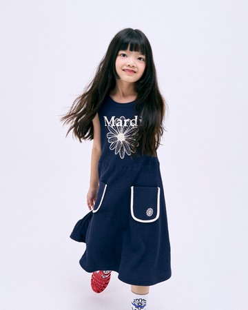 MARDI MERCREDI 童裝 印花口袋洋裝 海軍藍色 經典小雛菊 奶油白花 純棉 KIDS WAFFLE DRESS FLOWERMARDI