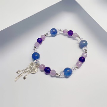 自信喜悅丹泉石_粉水晶_紫水晶_白水晶純銀手環 免費【聖誕禮盒】