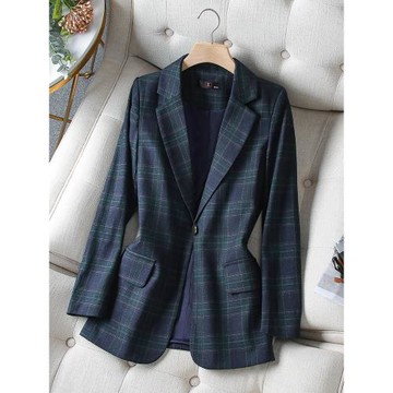 格子西裝外套女春秋2025新款高級感大碼休閑西服女上衣小個子短款