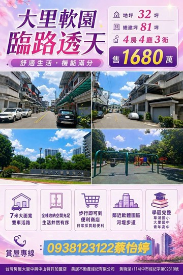 大里軟園｜7米面寬雙車活路透天｜台中市大里區公園街