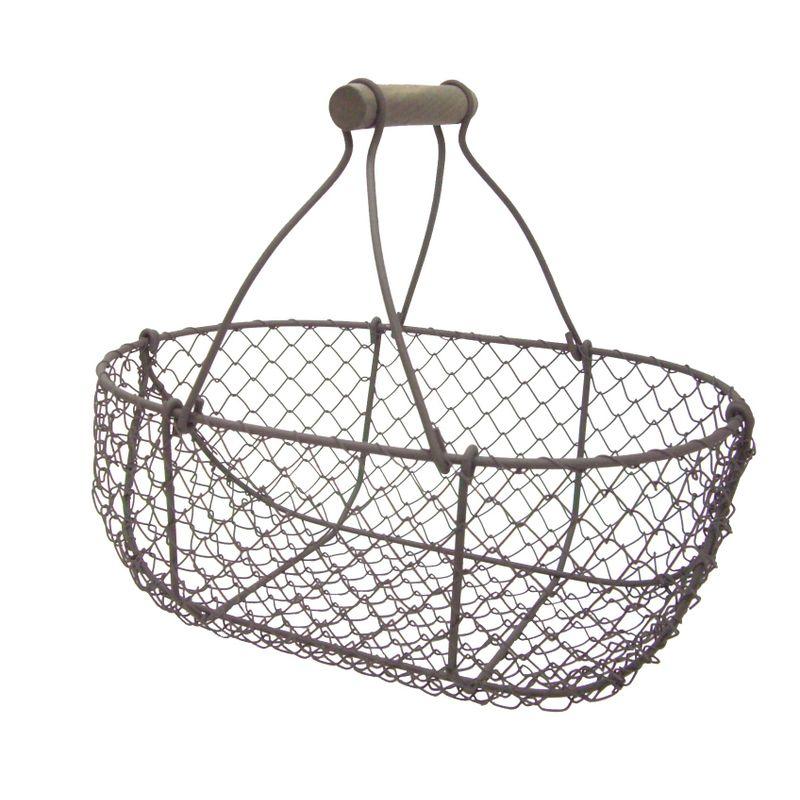 ちどり産業 千鳥産業(Chidorisangyo) バスケット ワイヤー かご 小物入れ オーバル 収納 ブラウン 約31×20.5×13