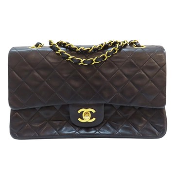 CHANEL 香奈兒 黑色 羊皮 CoCo25cm 鍊帶 肩背包 金扣 A01112 【二手名牌BRAND OFF】