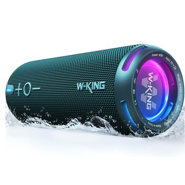 W-KING D320 40W 海神藍 360度環繞防水藍芽喇叭 帶燈光/TF/AUX音響 EQ重低音喇叭
