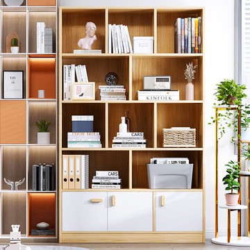 簡約書房書柜家用落地書架帶背板臥室置物架簡易客廳收納柜儲物柜