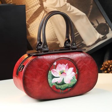 原創設計真皮刺繡中國風復古包新款質感中年女士媽媽手提單肩包潮