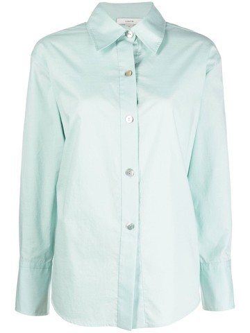 Vince - button-down fitted shirt - women - Organic Cotton/Cotton - S - Blue