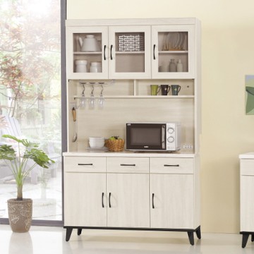 Boden-奧莉芙4尺仿石面收納餐櫃/碗盤櫃(全組)-121x43x202cm