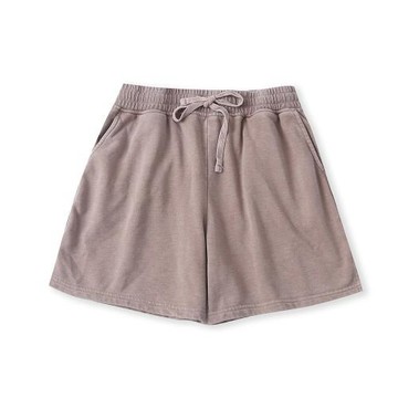 做舊毛圈短褲夏季新款外貿女裝休閑松緊高腰寬松闊腿運動褲20127