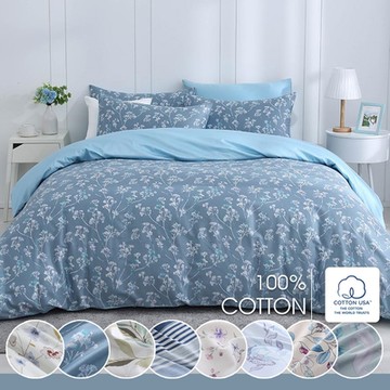 鴻宇 100%精梳棉 美國棉300織 60支 雙人加大四件式薄被套床包組 多款任選