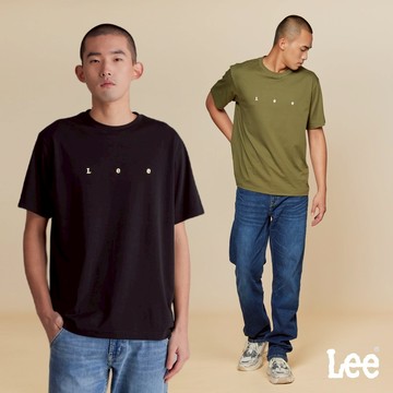 Lee 涼感 小LOGO繡線寬鬆短T 男 黑色 欖綠 LB502014