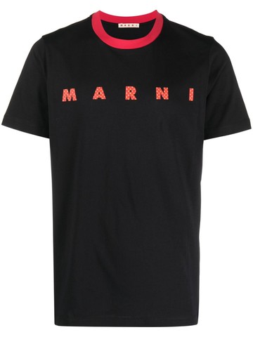 Marni - logo-print cotton T-shirt - men - Cotton - 54 - Black