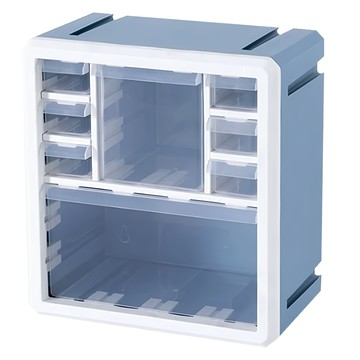 DIY多變系統組合收納盒 8格  抽屜式 16cmX27.5cmX30cm 藍色 PP聚丙烯