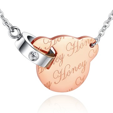 白鋼項鍊｜俏皮小熊．可戴著洗澡．客製刻字