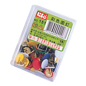 【 徠福 】彩色 圖釘 50入/盒 NO.151