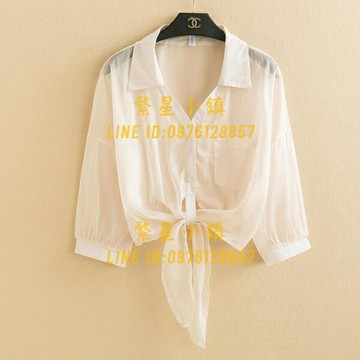 長袖小披肩配吊帶裙子女外搭開衫薄款防曬衣雪紡襯衫上衣女【繁星小鎮】