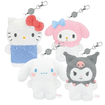 小禮堂 Sanrio 三麗鷗 絨毛角色造型伸縮票卡夾 (全身款) Kitty 美樂蒂 酷洛米 大耳狗