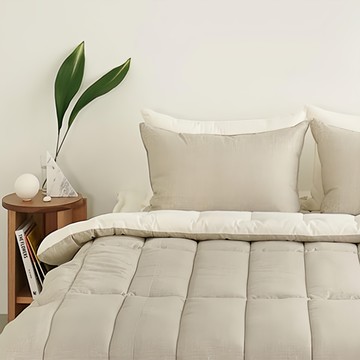 fLanue 超細奈米纖維床包3件組  被套 + 墊套 + 枕套套裝  被套195 x 210cm + 墊套150 x 200cm + 枕套50 x 70cm  米灰色