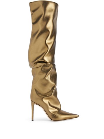 Giuseppe Zanotti - Gz Gala 105mm slouchy boots - women - Fabric/Leather/Fabric - 40 - Gold