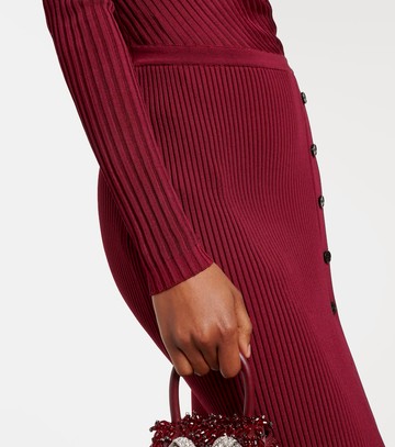 Self-Portrait Cutout ribbed-knit midi dress