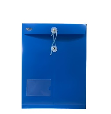 hfpwp 台灣製 環保無毒 不透明立體直式文件袋加名片袋 藍色 (10入/組)  A4