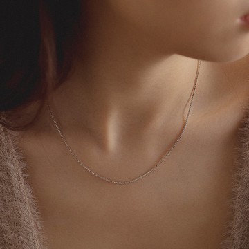 方格素鍊項鍊-銀色