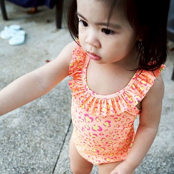 英國｜Sunuva 小花豹滾領連身泳裝 學齡前 - 2~3歲