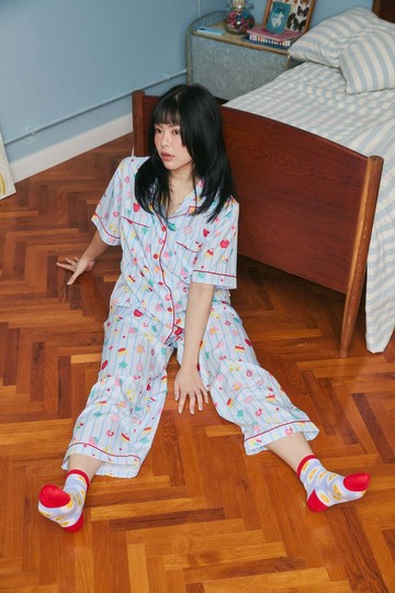 The Breakfast Club 絲質睡衣 淺藍色