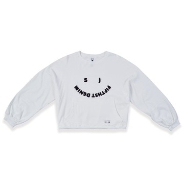 5th STREET｜女裝｜LOGO笑臉設計寬版長袖T恤｜米白色