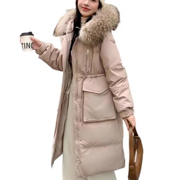 [米蘭精品] 現貨+預購 頂級真羽絨外套90%鴨絨羽絨衣秋冬外套上衣大碼休閒女裝-貉子毛領工裝長版4色74mw45