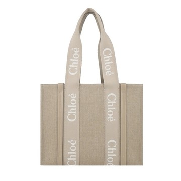 [平輸版]Chloe Woody tote bag帆布托特包(中號/淺褐)真品平輸
