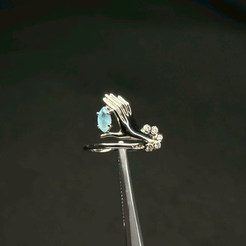 磷灰石戒指 | 0.26ct 鑽切火彩 特殊造型 天然晶礦 925純銀 活圍戒指 O01-38