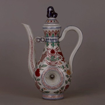 大明宣德年魚藻紋雞心壺 仿明代舊貨瓷器家居古玩裝飾收藏陳設品