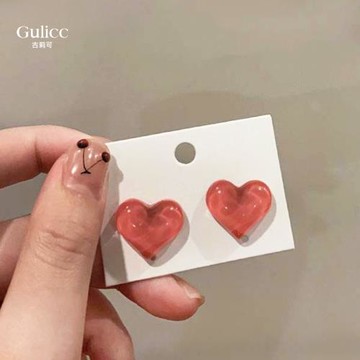 【Gulicc】古莉可 果凍 愛心 耳環(飾品 耳飾 耳釘 耳扣 耳環 情人節 母親節 七夕 生日禮物)