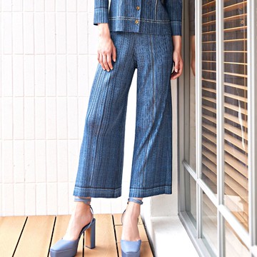 ILEY伊蕾 冬日航海仿牛仔感寬直筒褲(藍色；M-XL)1233026735