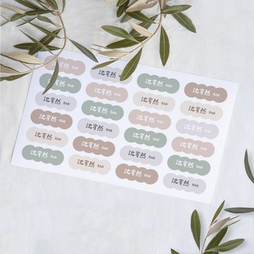 雲朵形純色塊 / D款 防水姓名貼(192小張.霧面) 24小時出貨