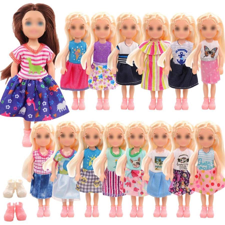 ENOCHT 15 Set 5.3 Inch Doll Clothes 5 Outfit 5 Dresses 5 Swimsuits for 4-6  Inch Girl Doll Clothes Dress