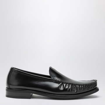Black brushed leather loafers