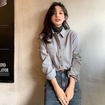 ZUCA”S - 甜美燈芯絨寬鬆小外套長袖襯衫 - XA-1268