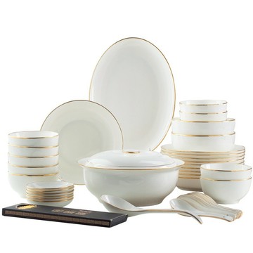 【小慕KOGURE】金線純陶瓷餐具組 自選搭配碗盤餐具 家用碗碟套裝 環保餐具