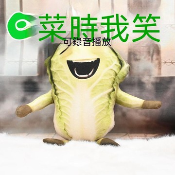 統編發票/免運 可愛卡通仿真會笑白菜毛絨玩具可錄音白菜對我笑網絡熱圖 交換禮 仿真玩偶 公仔 惡搞玩偶 玩偶抱枕