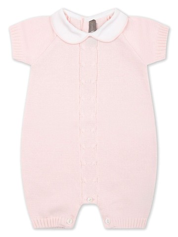 Little Bear - cable-knit cotton romper - kids - Cotton - 1 mth - Pink