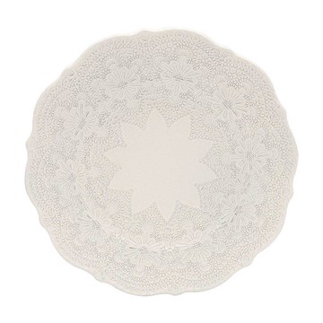 義大利VBC casa手工浮雕蕾絲系列21cm沙拉盤(米白色)