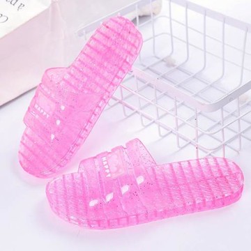 透明果凍水晶拖鞋女鏤空平底夏熟膠防滑浴室居家用學生涼拖鞋沙灘