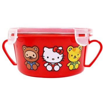 Hello Kitty不銹鋼雙耳隔熱餐碗-同伴紅