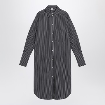 Black chemisier dress with white stripes